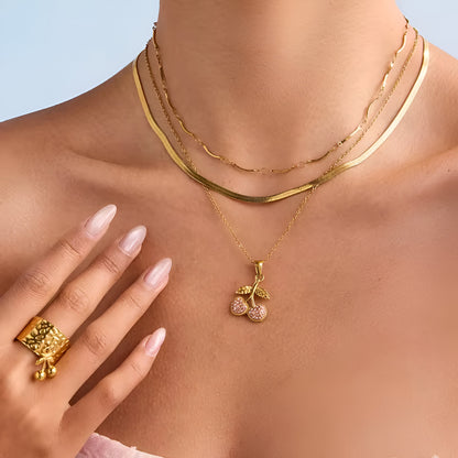 Rhinestone Cherry Necklace