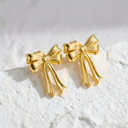 Golden Bow Stud Earrings