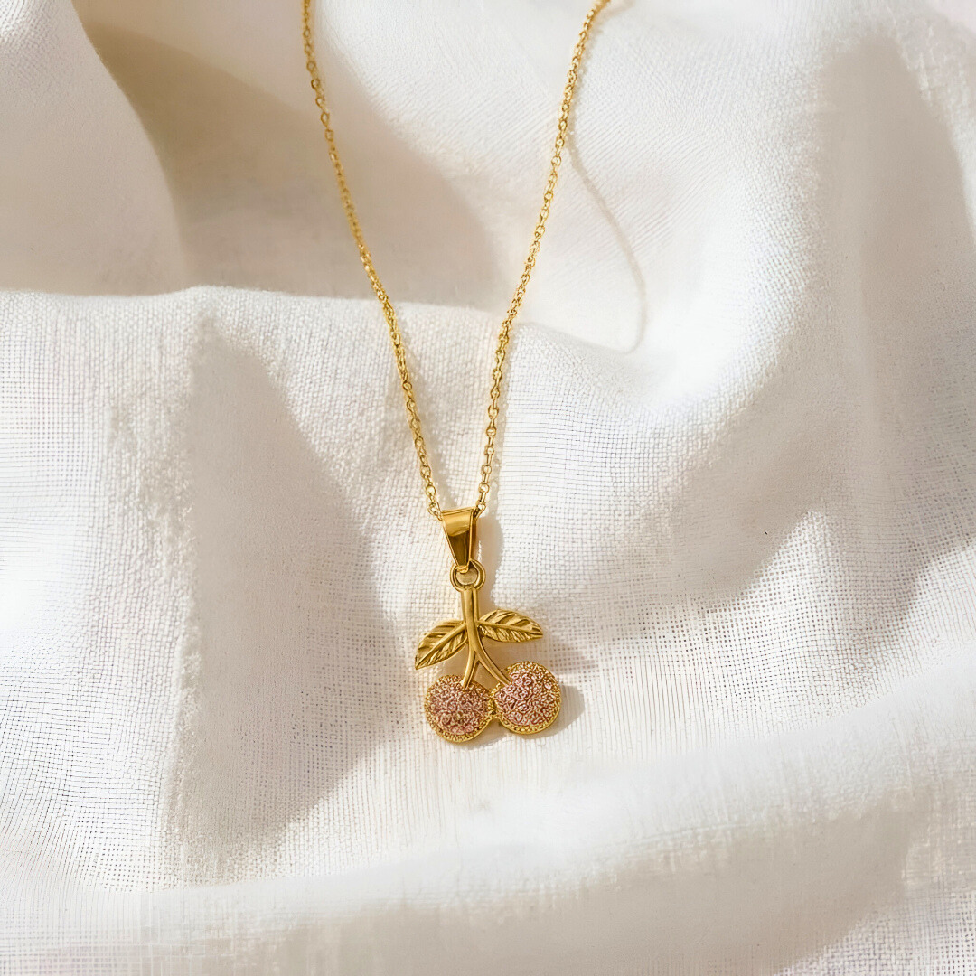 Rhinestone Cherry Necklace