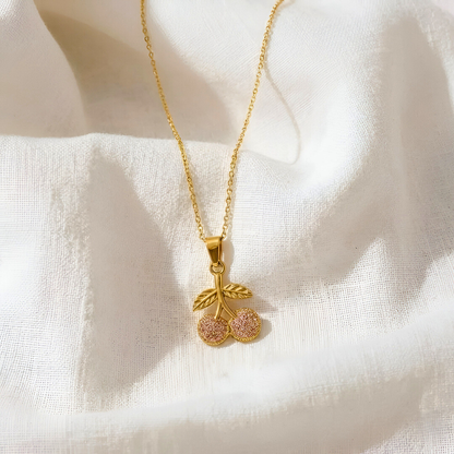 Rhinestone Cherry Necklace