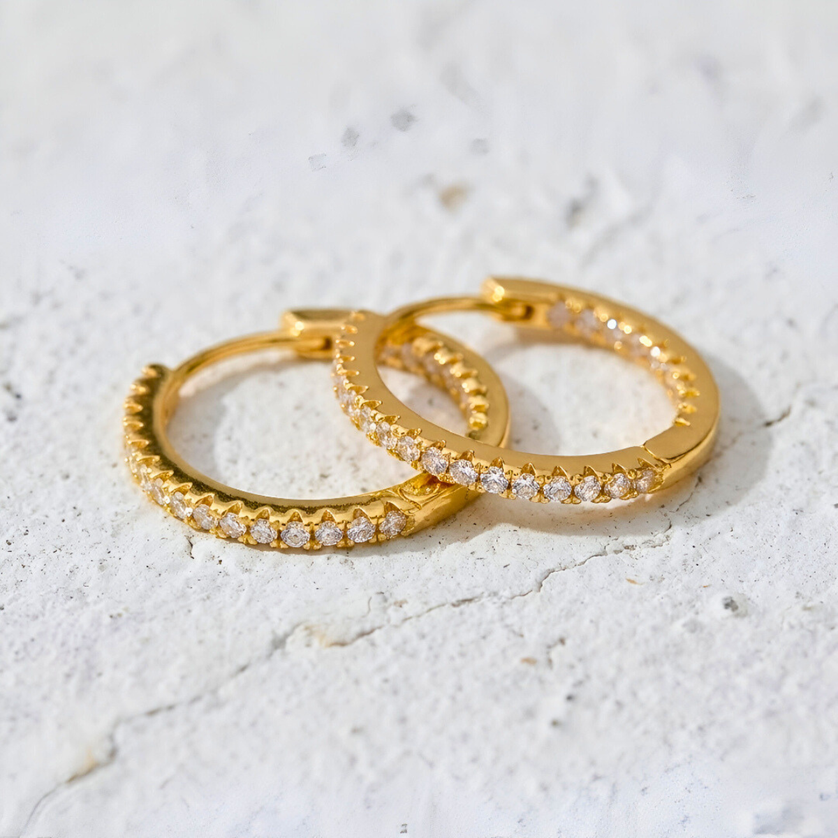 Gold Earrings with Pavé