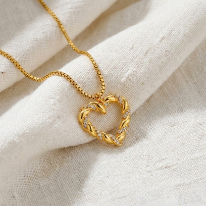 Braided Twist Heart Necklace