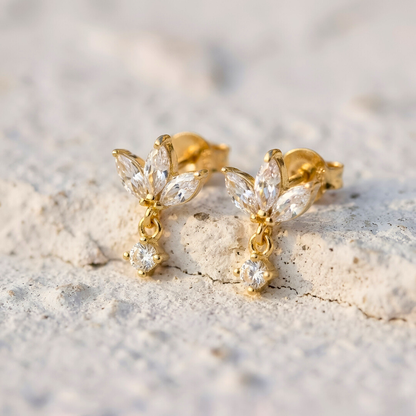 "Lotus" Marquise Cut Earrings with Pendant