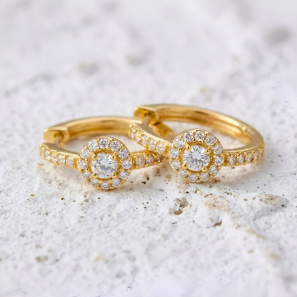 Gold Earrings with Light Point and Pavé