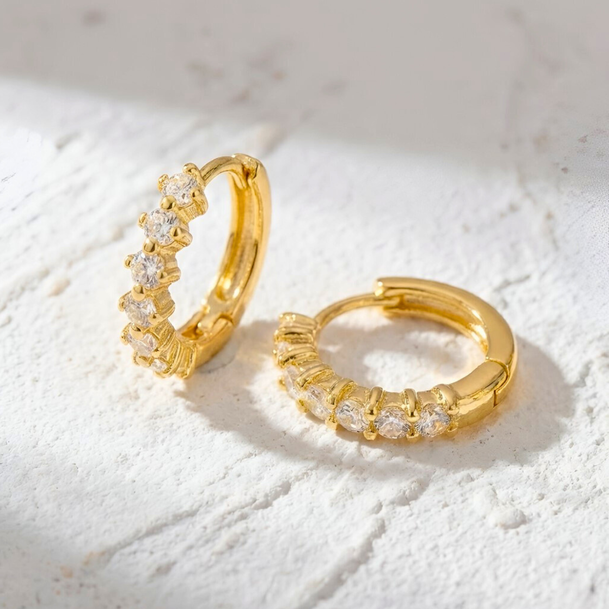 Hoop Earrings with 5 Zircons