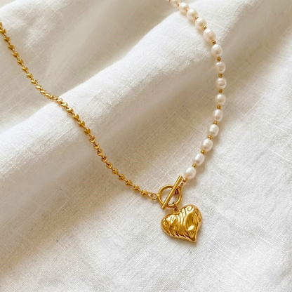 Heart and Pearl Necklace