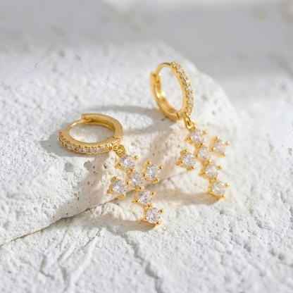 Gold Earrings with Cross Pendant