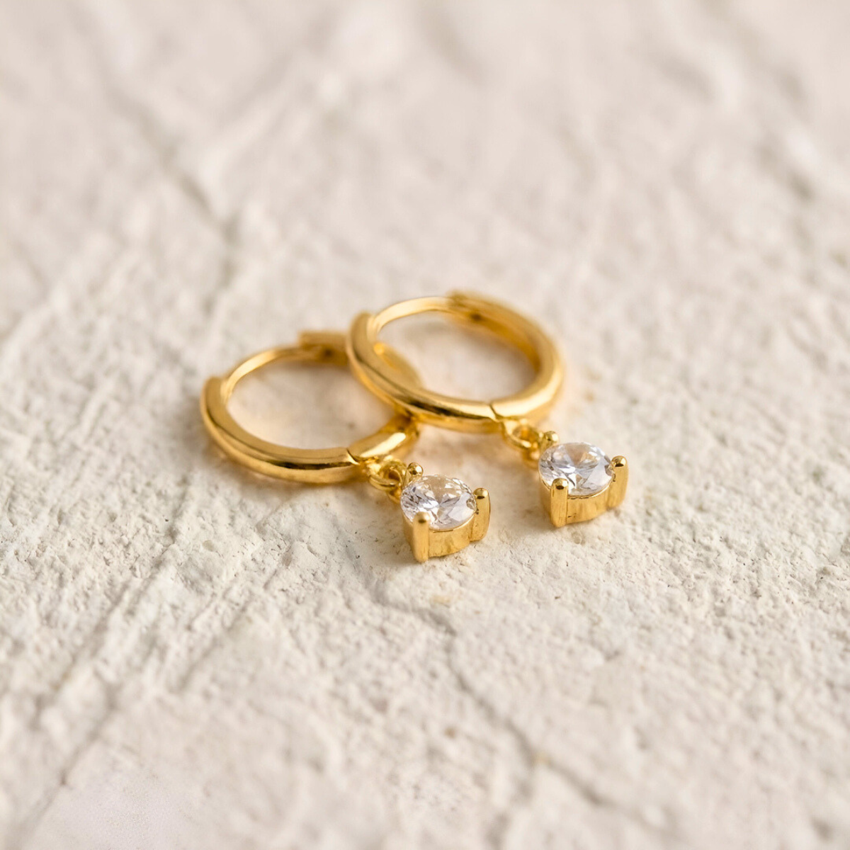 Gold Earrings with Pendant Light Point