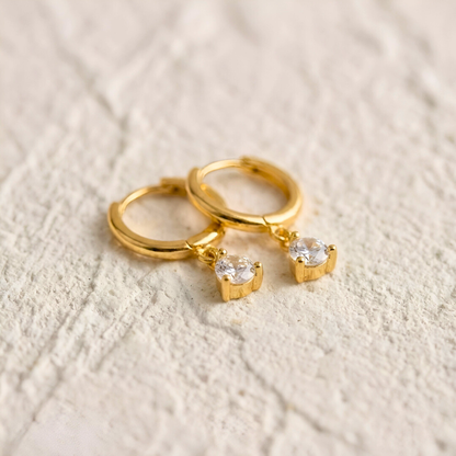 Gold Earrings with Pendant Light Point