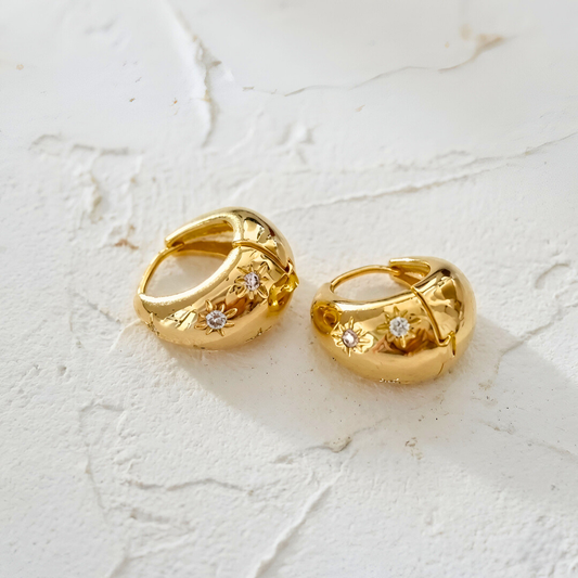 Gold Huggies with Stars