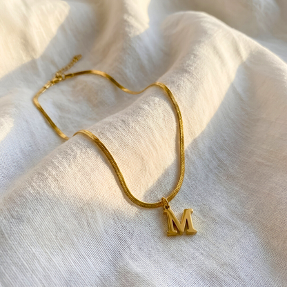 Snake Necklace with Initial