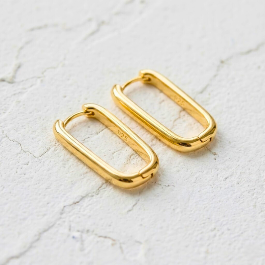 Gold Plated Rectangular Earrings