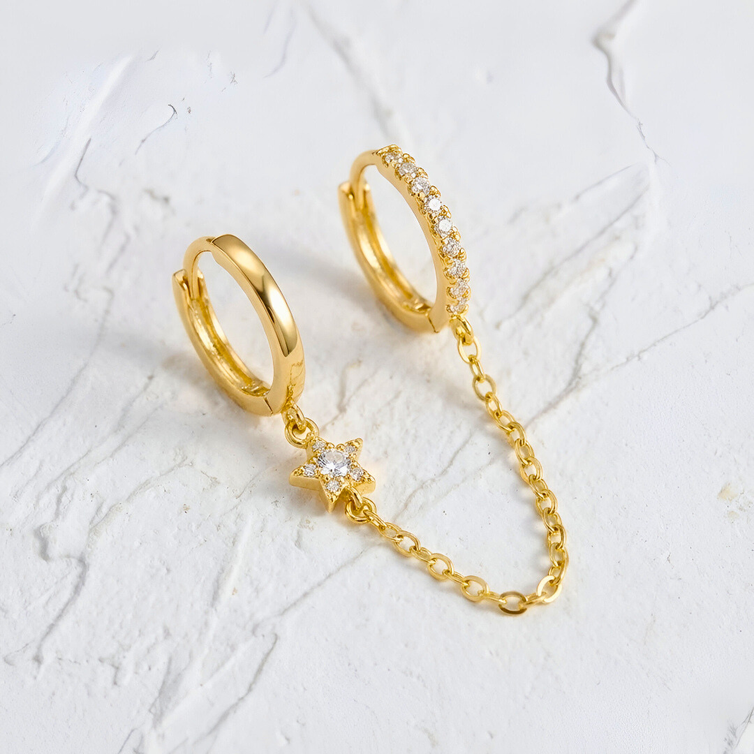 Double Hole Earrings with Star