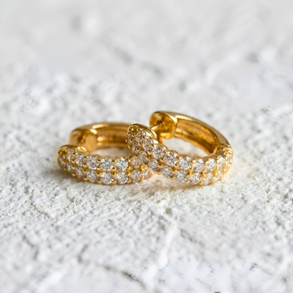 Double Pavé Gold Earrings