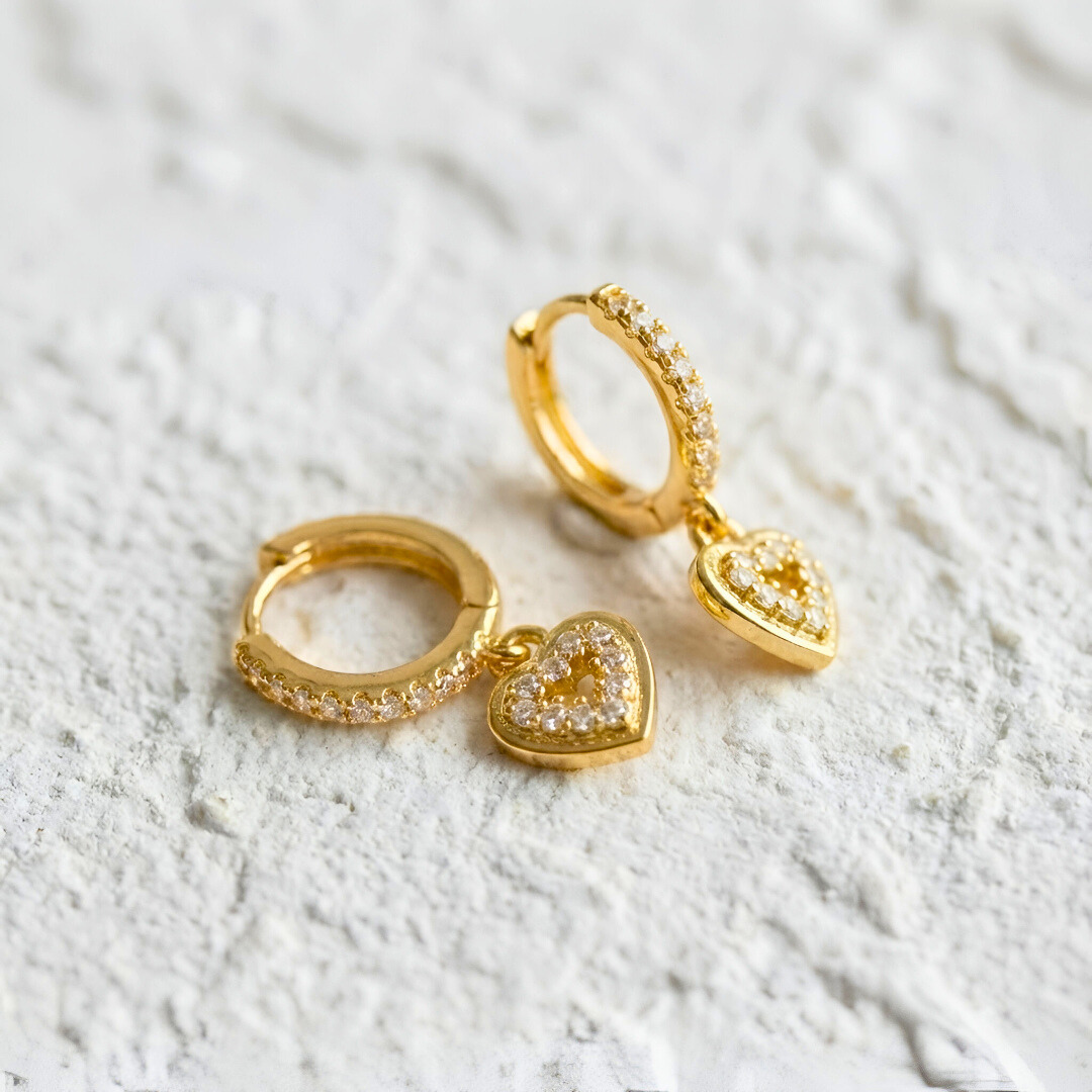 Pavé Hollow Heart Earrings