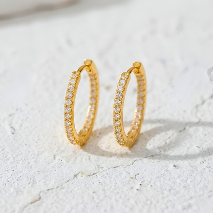 Gold Earrings with Pavé