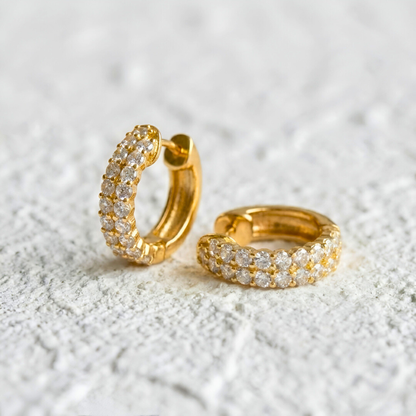 Double Pavé Gold Earrings