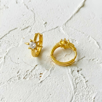 Gold North Star Earrings
