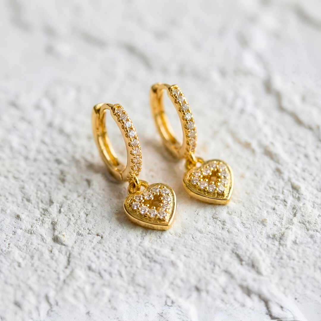 Pavé Hollow Heart Earrings