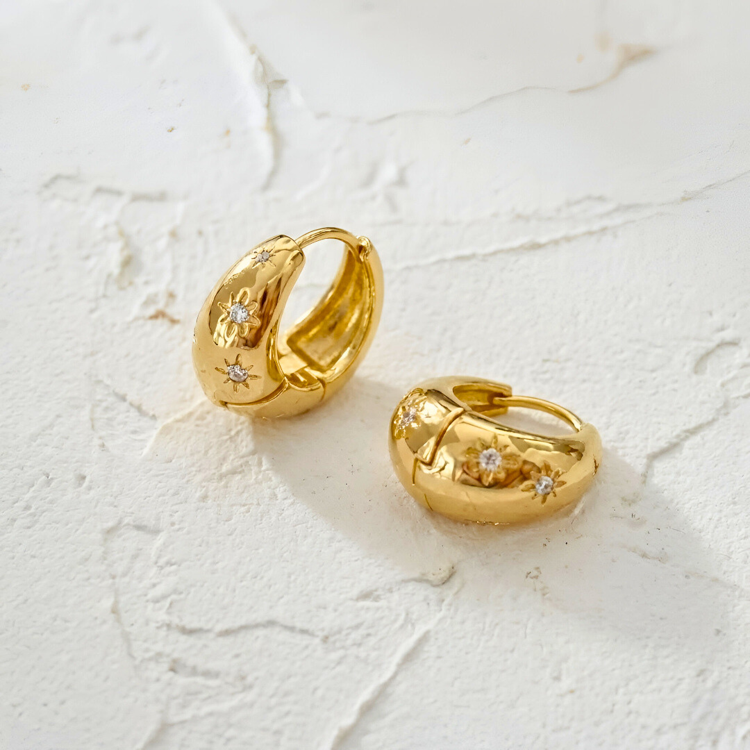 Gold Huggies with Stars