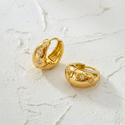 Gold Huggies with Stars