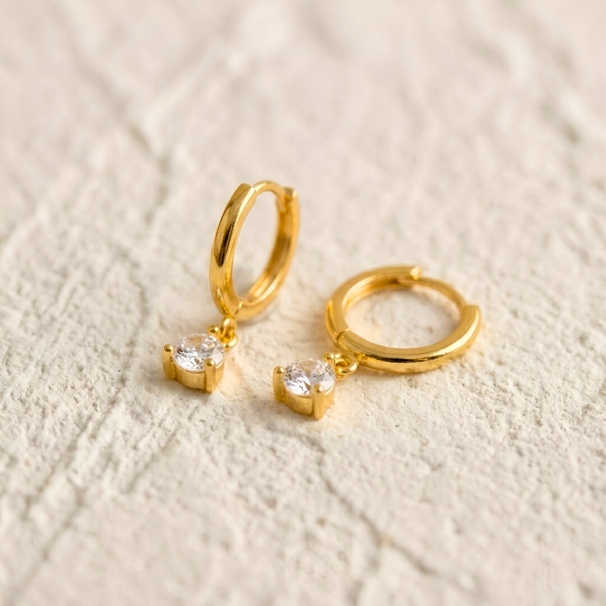 Gold Earrings with Pendant Light Point