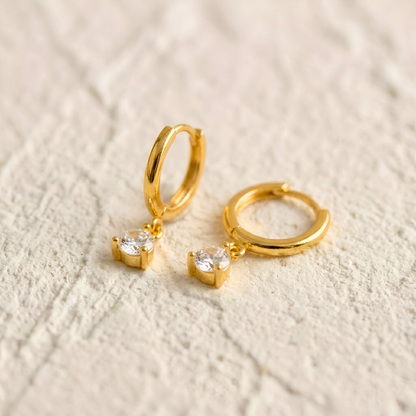 Gold Earrings with Pendant Light Point