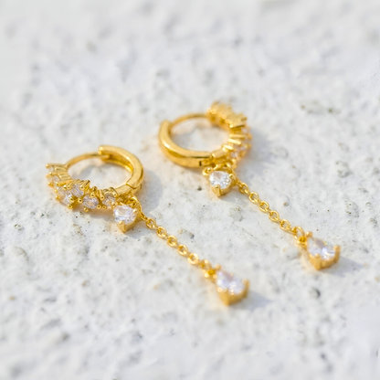 Gold Huggie with Chain and Drop