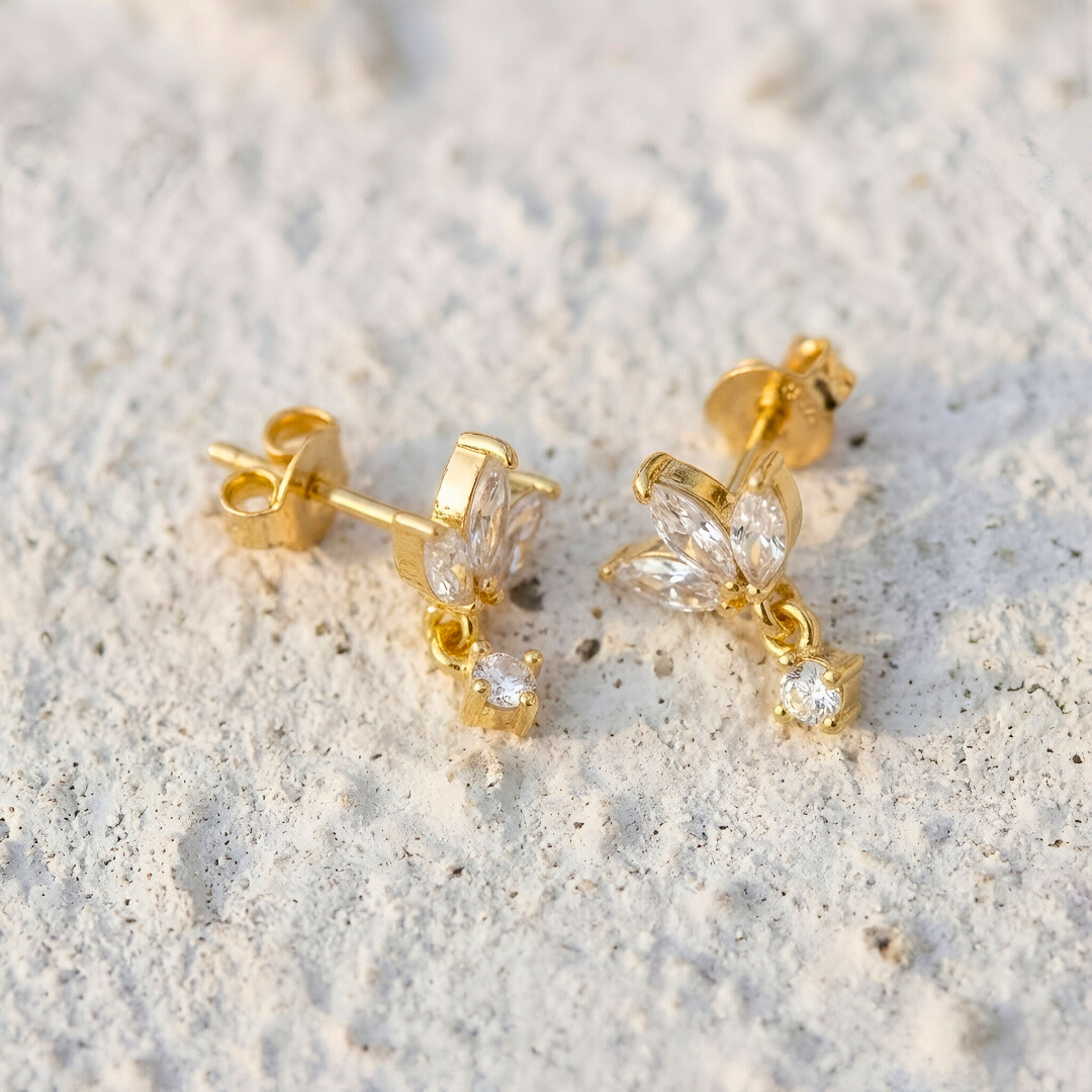 "Lotus" Marquise Cut Earrings with Pendant