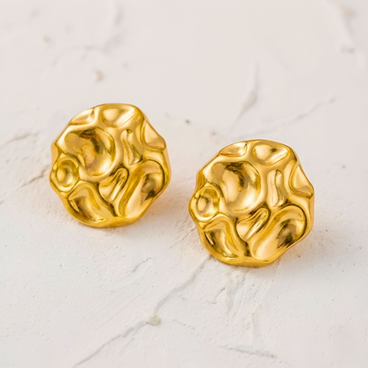 Hammered Gold Stud Earrings
