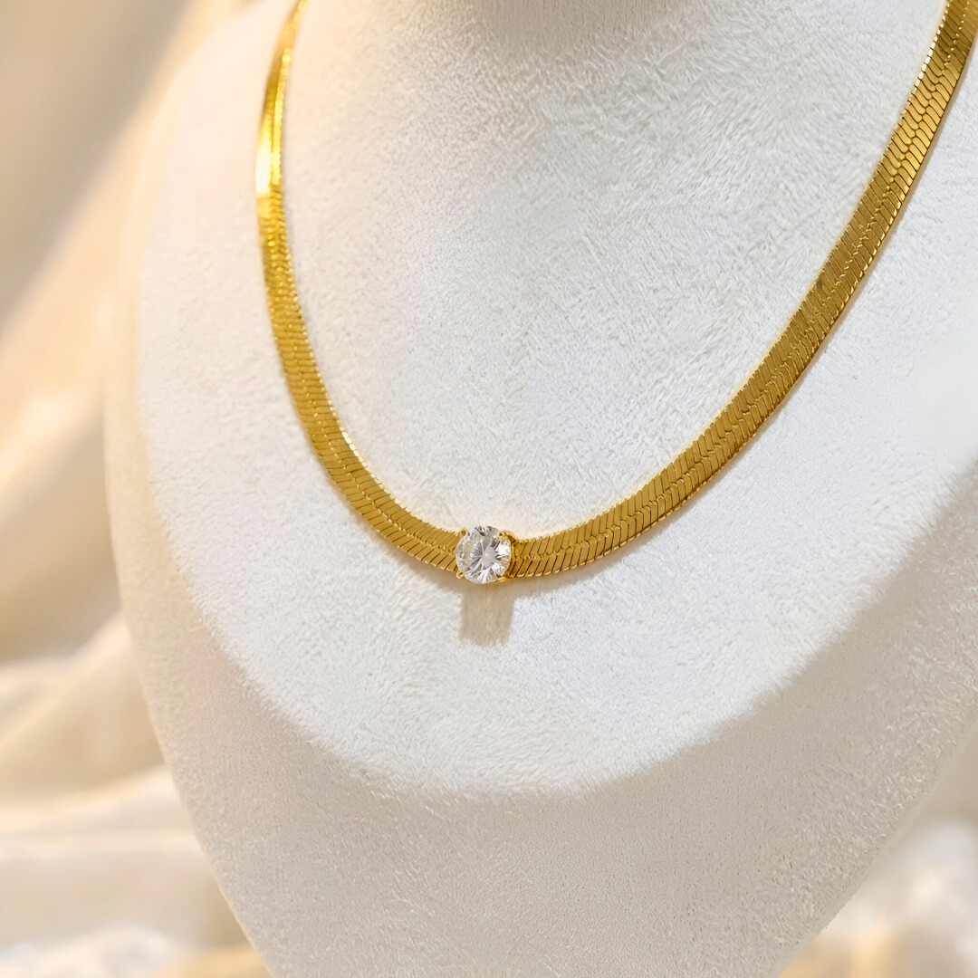 Gold Herringbone Necklace