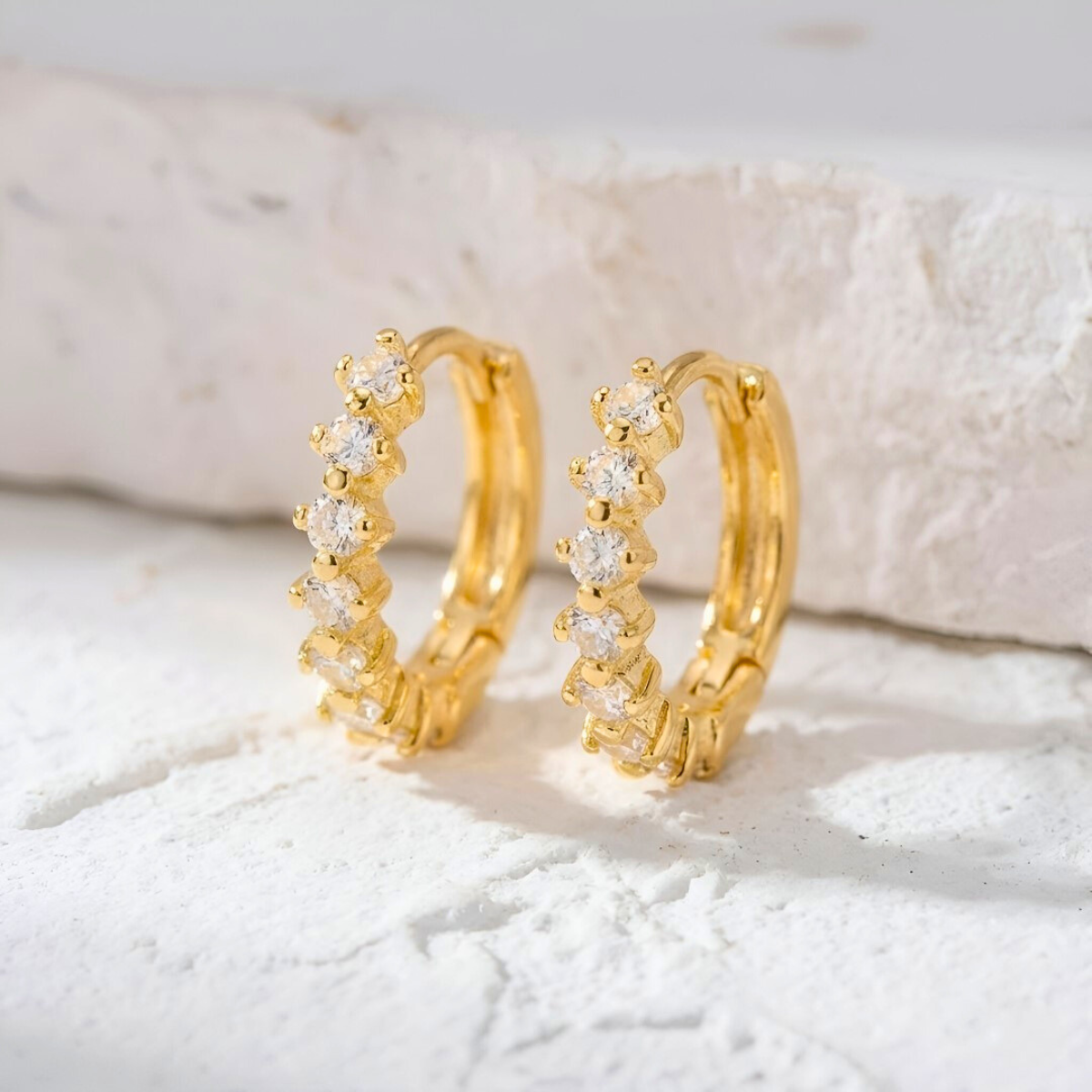 Hoop Earrings with 5 Zircons