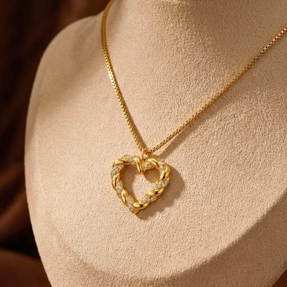 Braided Twist Heart Necklace