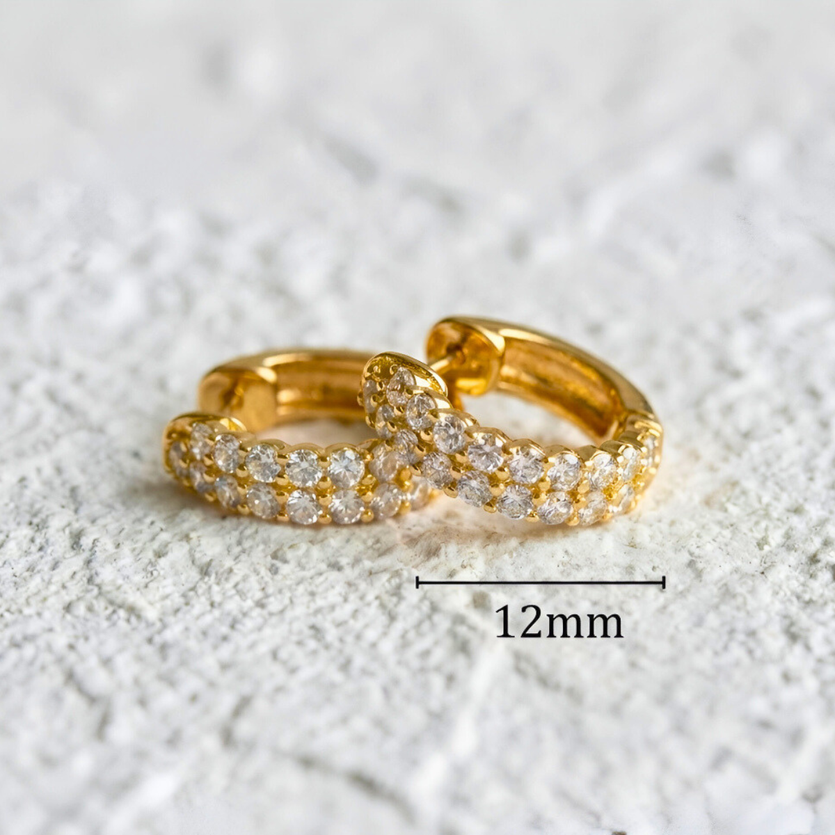 Double Pavé Gold Earrings