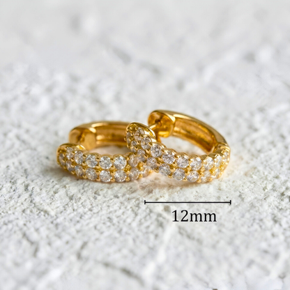 Double Pavé Gold Earrings