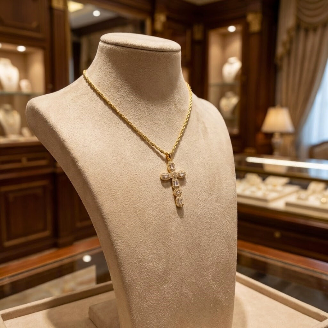 Baguette Cross Necklace