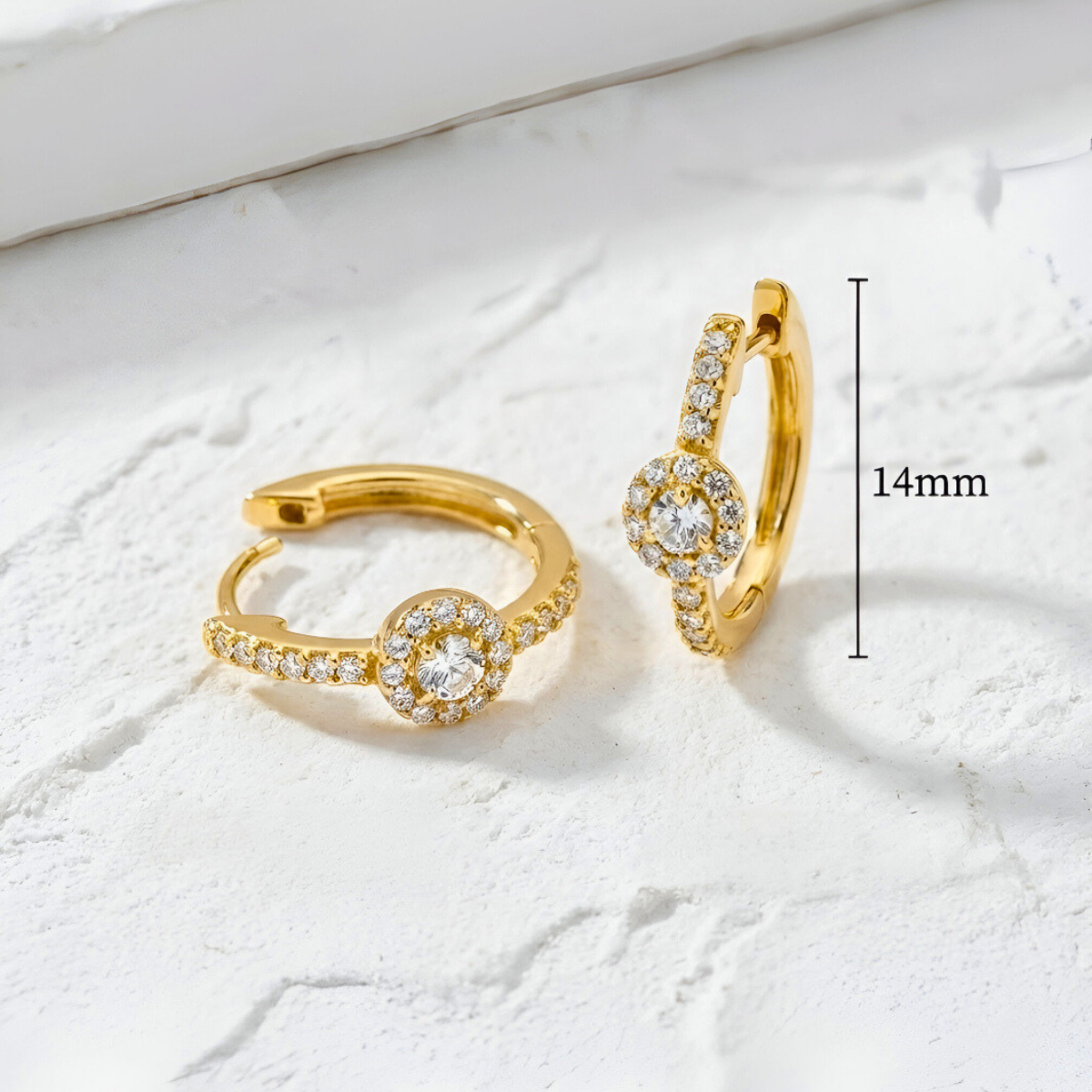 Gold Earrings with Light Point and Pavé