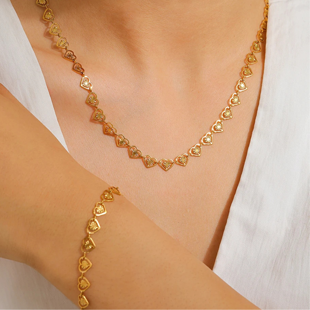 Flowered Hearts Necklace