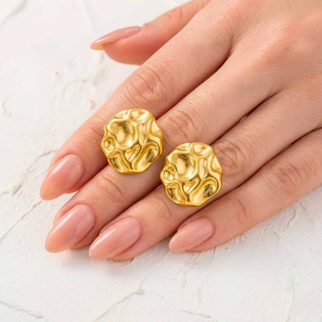 Hammered Gold Stud Earrings