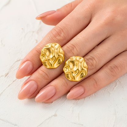 Hammered Gold Stud Earrings