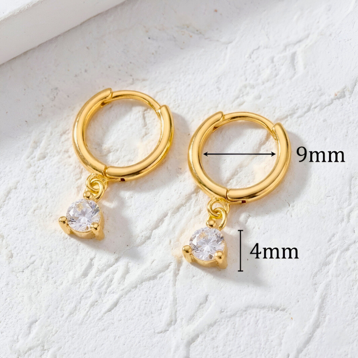 Gold Earrings with Pendant Light Point