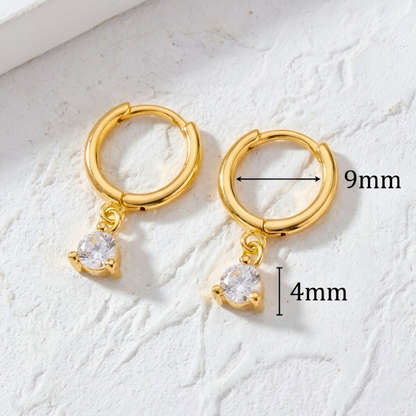 Gold Earrings with Pendant Light Point