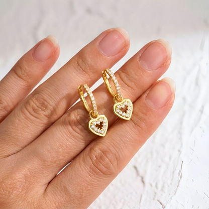 Pavé Hollow Heart Earrings