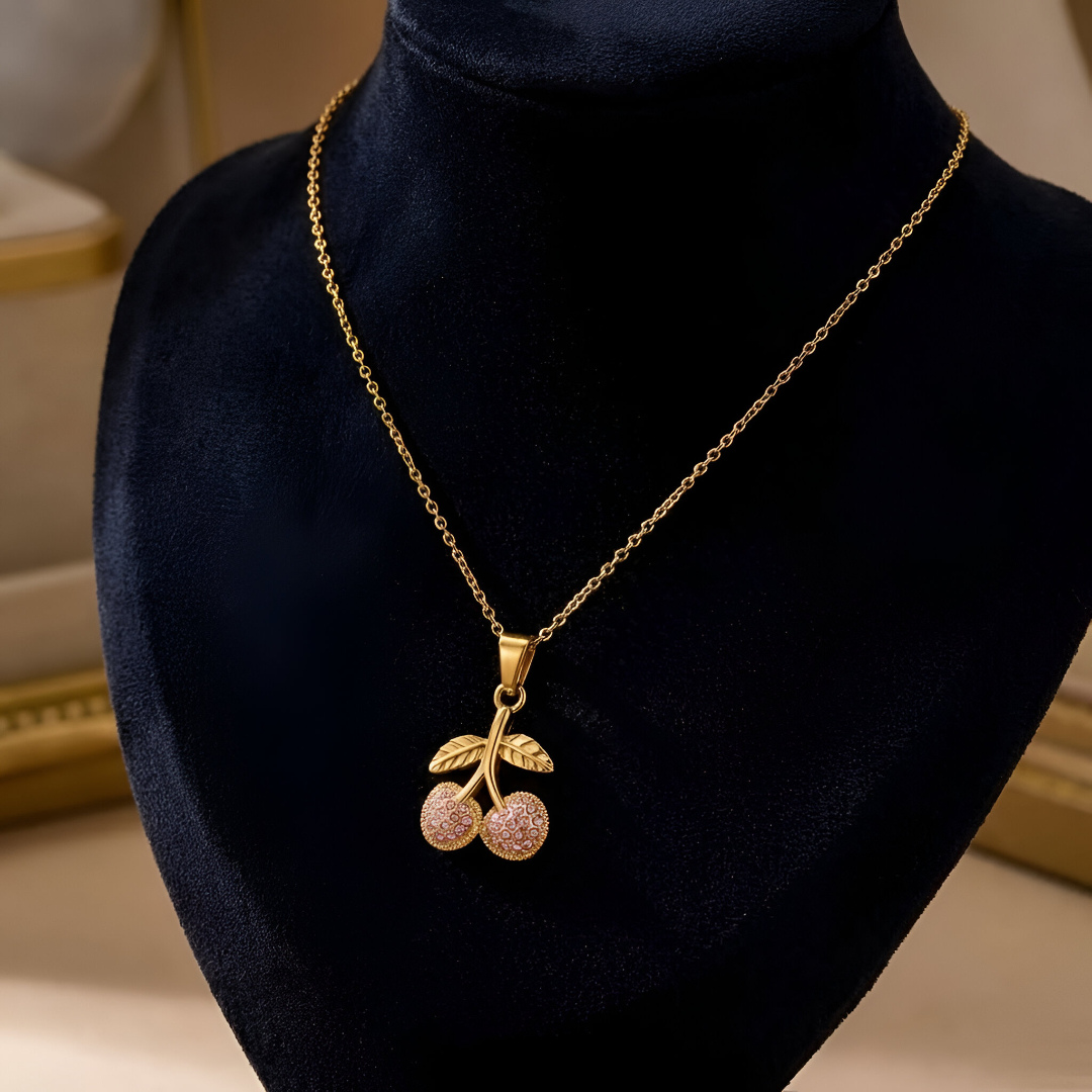 Rhinestone Cherry Necklace