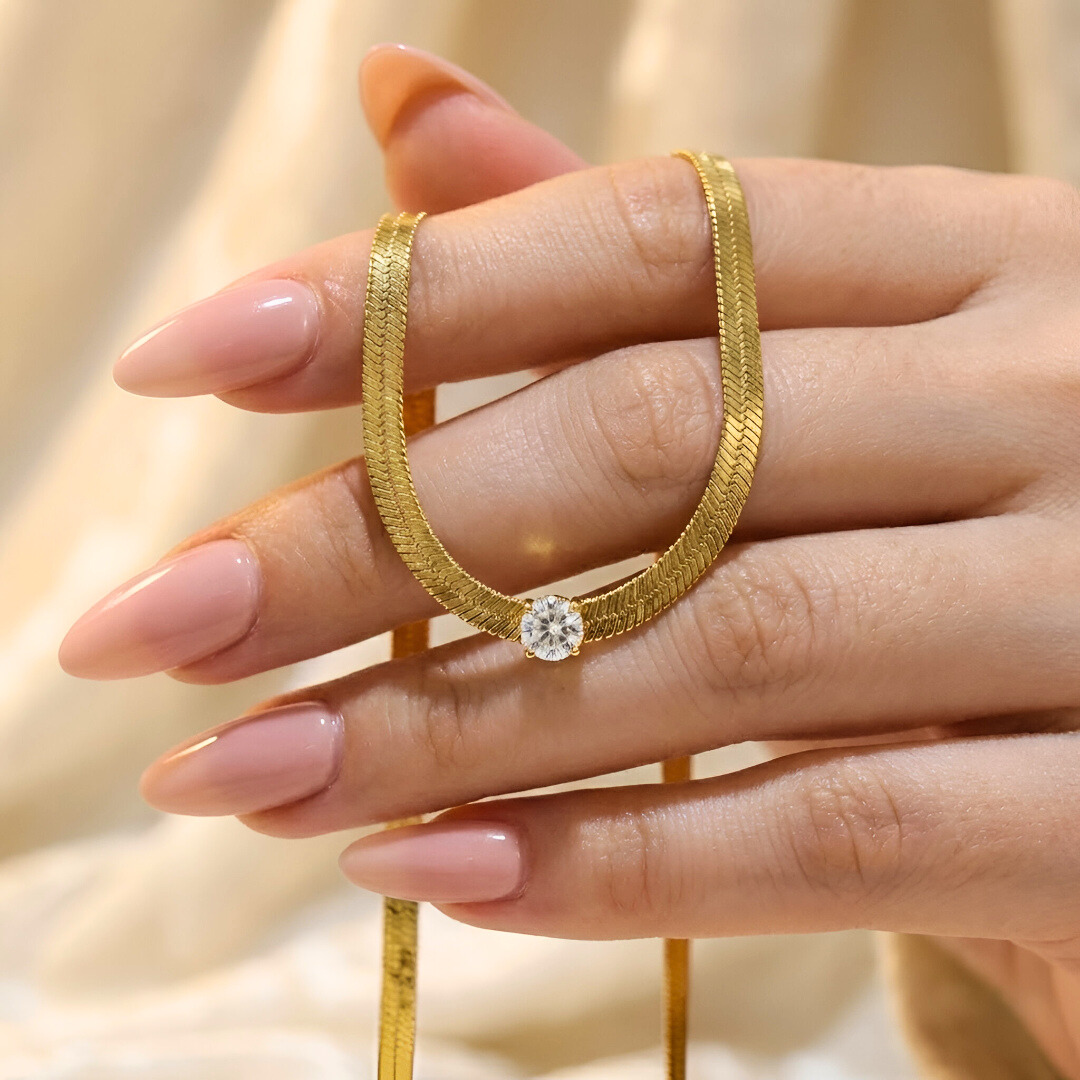 Gold Herringbone Necklace