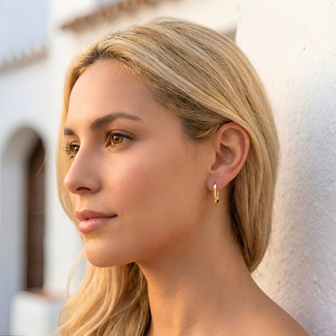 Gold Plated Rectangular Earrings