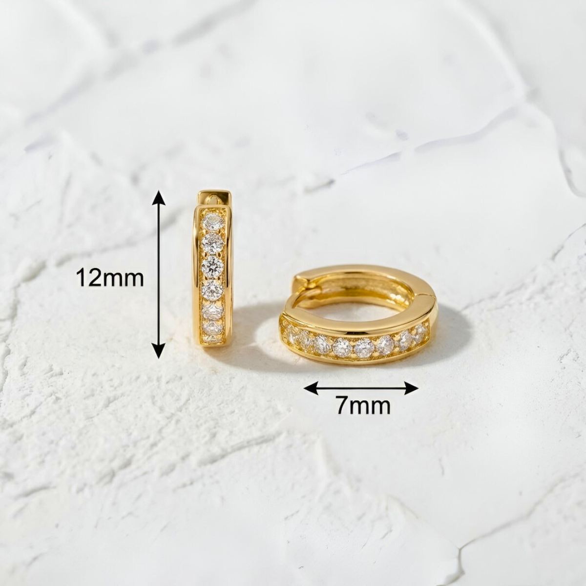 Gold Huggie with White Zircons