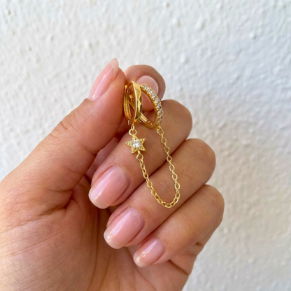 Double Hole Earrings with Star