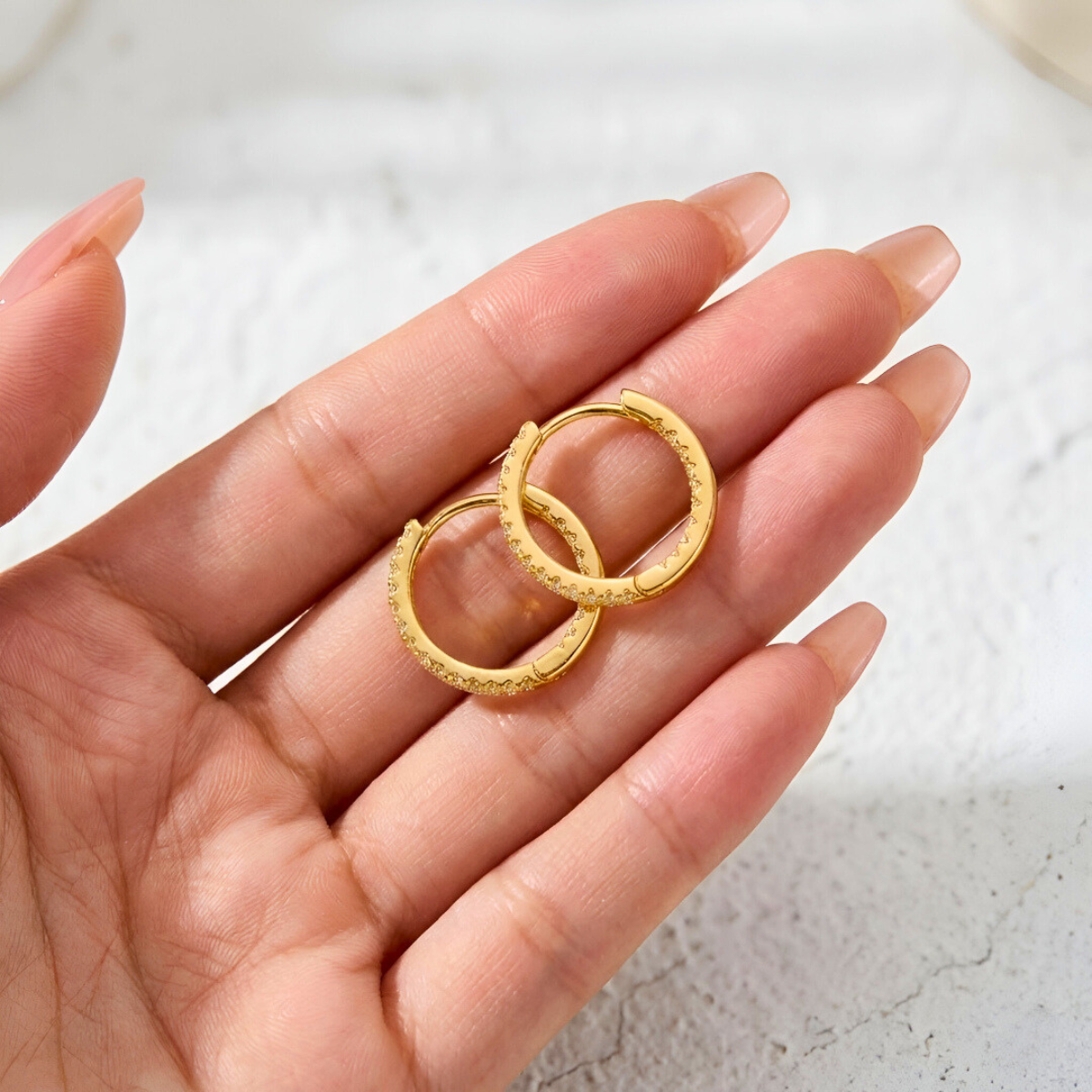 Gold Earrings with Pavé