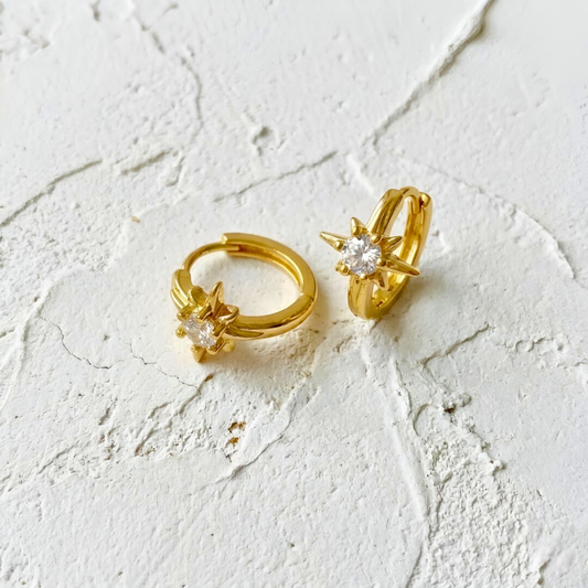 Gold North Star Earrings